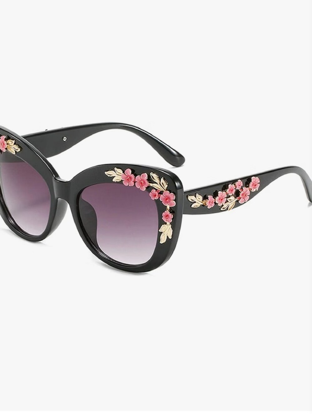 Oversized Cat Eye Sunglasses Women Luxury Summer Flower Eyewear